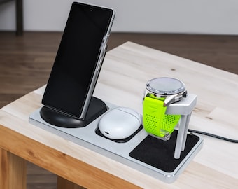 Supporto di ricarica in alluminio per smartwatch: caricabatterie wireless per telefono e cuffie (senza caricabatterie per orologio)