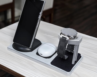 Custom Aluminum Louis Vuitton Tambour 1 and 2 Smartwatch Wireless Combo with Headphone Charger