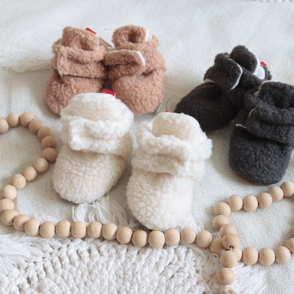 Sherpa Baby Slippers | Booties | Elastic Backs | Soft | Winter Wear | Baby Shower | Gender Neutral | PhotoShoot | Christmas | Gift