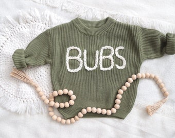 Custom  Embroidered Sweater, Handmade l Personalized Name | Baby Announcement | Knit Sweater | Custom Baby Gift | Birthday Photoshoot