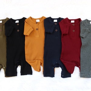 Short Sleeved Ribbed Romper Spring Outfit Summer Natural Cotton Shorts Birthday Gift Gender Neutral Baby Shower 12 Colours image 2