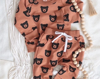 Teddy Bear Lounge Set | Gender Neutral | 2 Piece Outfit | Baby Jogger | Toddler | Fall and Winter | Birthday Gift | Baby Shower |