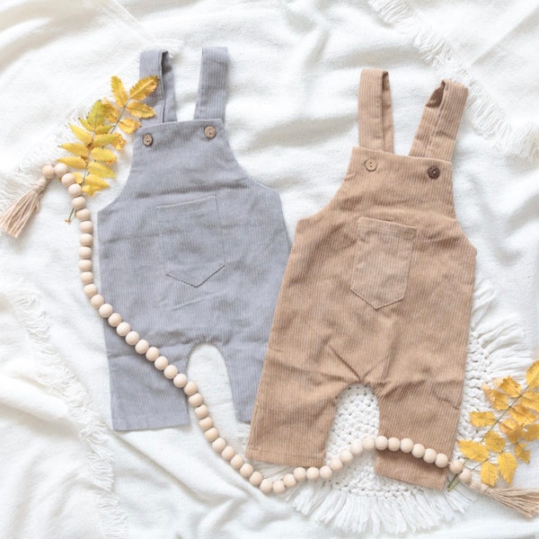 Corduroy Overalls | Gender Neutral | Photoshoot Outfit | Adjustable Button | Birthday Gift | Baby Shower | Baby