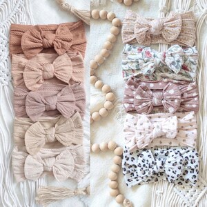 Nylon Baby Headbands | Boho | Neutral Colour | Accessories | Baby Hair Bows | Newborn | Toddler | Kids Hair Items | Floral