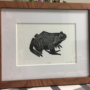 Frog Linocut print | 5 x 7 | unframed