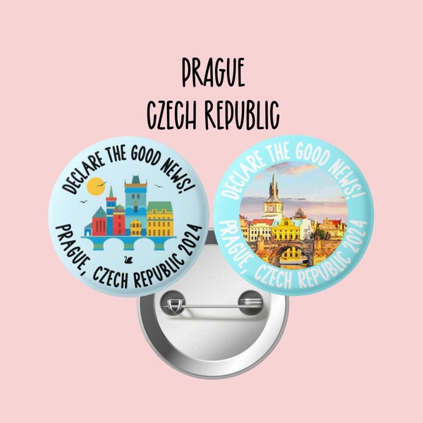 Prague, Czech Republic Special Convention Button Pins, JW Gifts, Declare The Good News, JW, Regional Conventions, Convention Gifts, S249