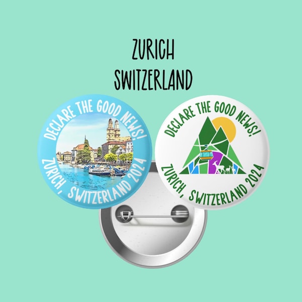 Zurich, Switzerland Special Convention Button Pins, JW Gifts, Declare The Good News, JW, Regional Conventions, Convention Gifts, S240