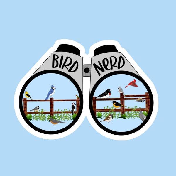 Bird Nerd, Birds, Waterproof Stickers, Water Bottle, Laptop, Backyard Birds, Stickers, Bird Decals, Binoculars, Bird Watching, S75