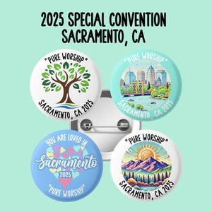 2025 Special Convention Button Pins, Sacramento, CA, JW Gifts, Pure Worship Convention, JW, Convention Gifts, S248-251