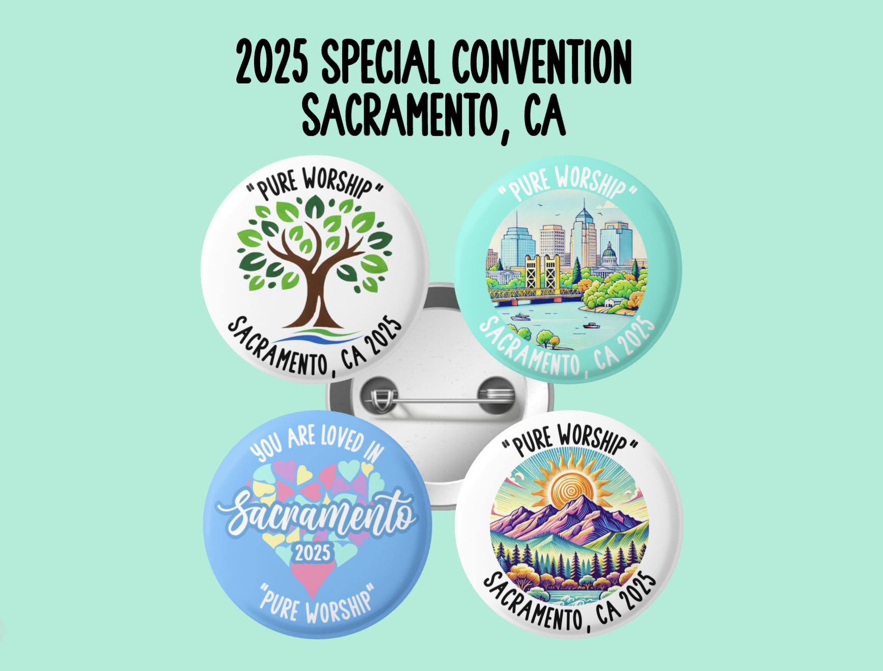 2025 Special Convention Button Pins, Sacramento, CA, JW Gifts, Pure Worship Convention, JW, Convention Gifts, S248-251