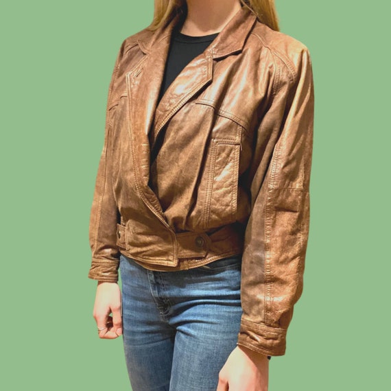 Vintage Leather Bomber Jacket - Gem