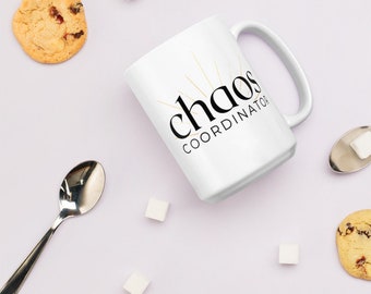 COORDINADOR DEL CAOS - Taza Brillante - Regalo - Gerente - Enfermera - Supervisora - Asistente - Maestra - Doctora - Género Neutral