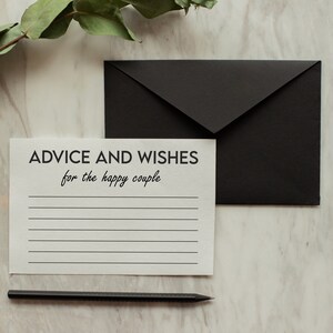 Conseils et souhaits pour l'heureux couple Cartes de vœux pour une réception de mariage | 5 x 7 | Fichiers numériques | Imprimable