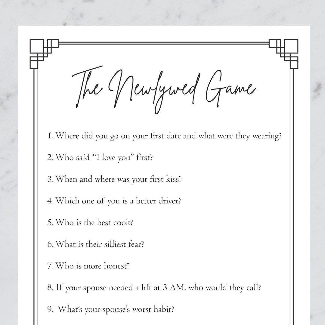 The Newlywed Game for Wedding, Party, Reception, Anniversary | 5x7 ...