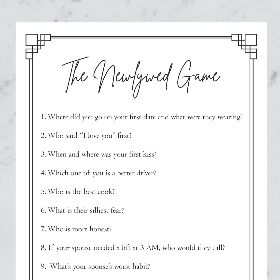 The Newlywed Game for Wedding, Party, Reception, Anniversary | 5x7 ...