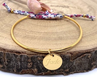 Steel bangle Personalized Liberty cord