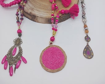 Fuchsia women's long necklaces