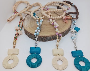 Women's wooden necklaces