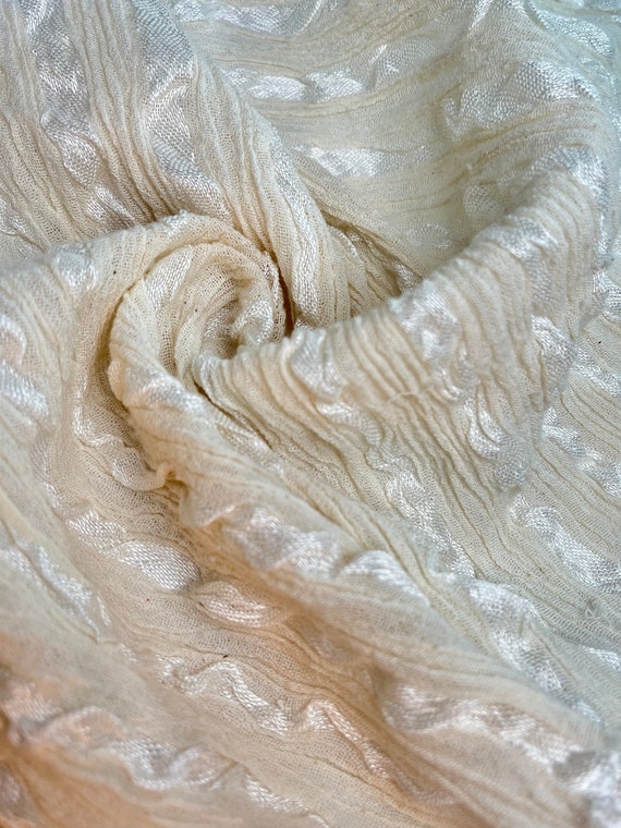 Tela elástica de seersucker blanco crema por metros, mezcla de seda y  algodón, tela de alta elasticidad natural sin blanquear a rayas blancas. -   México