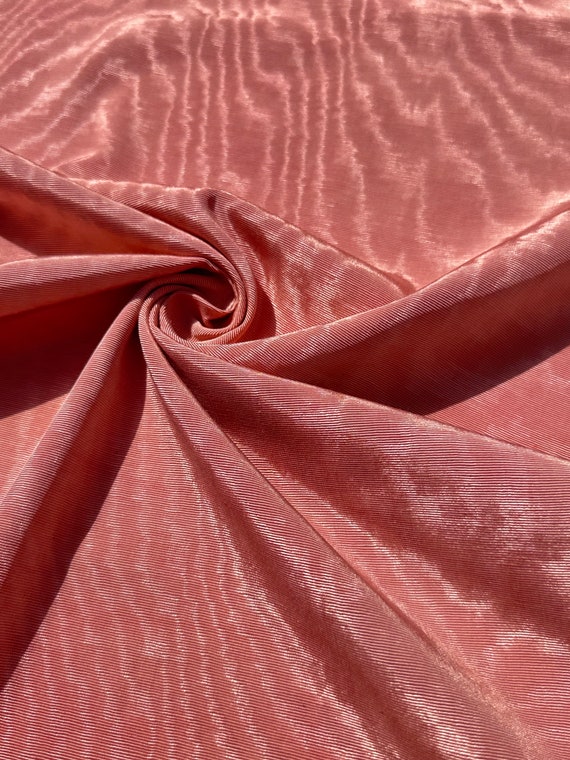 Buy Salmon Pink Silk Moire Fabric, Ottoman Touch Kutnu Fabric by the Meter.  Online in India 