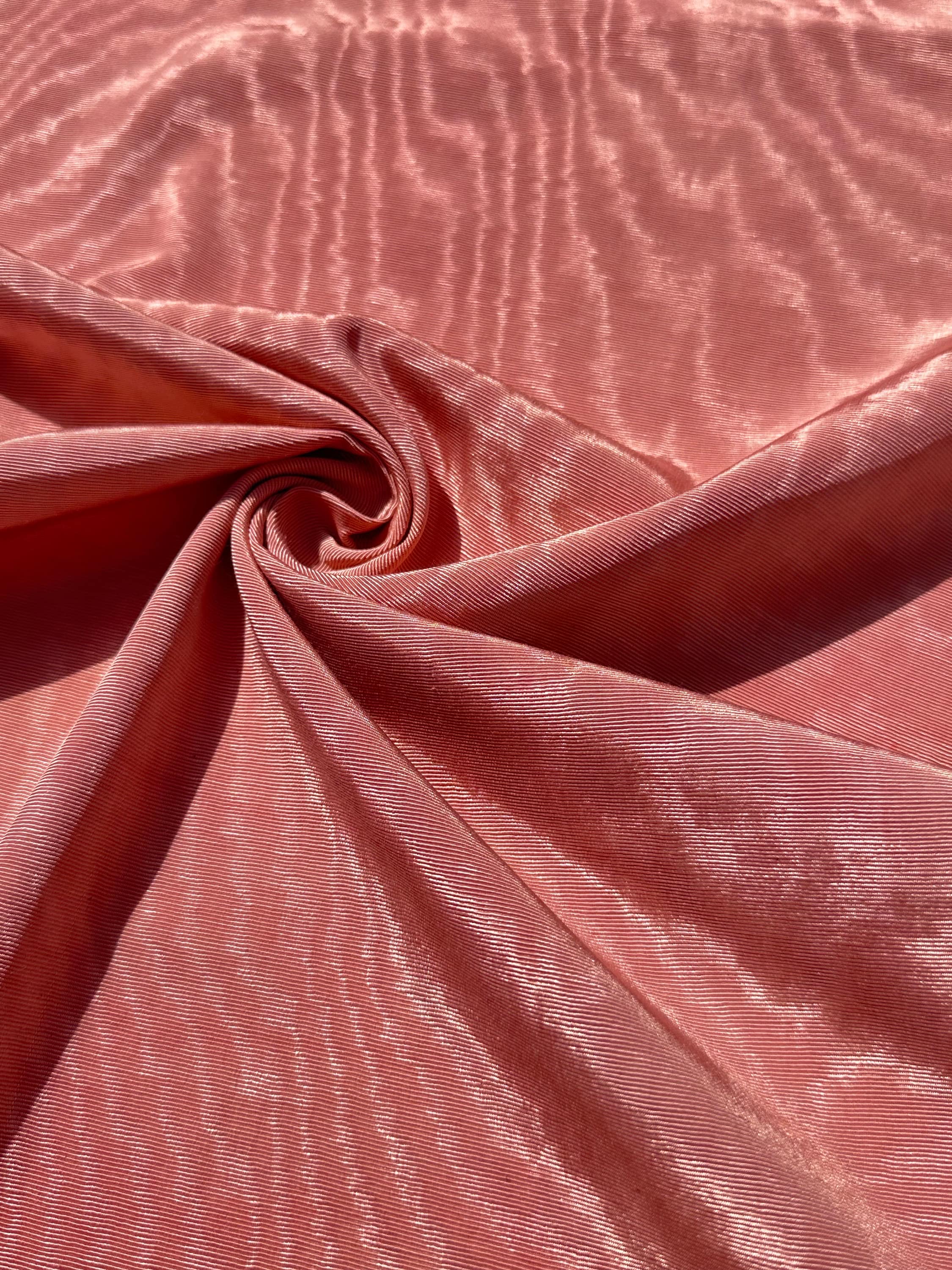 Salmon Pink Silk Moire Fabric, Ottoman Touch Kutnu Fabric by the