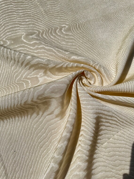 Ivory Moire Fabric, Moire Silk Fabric by the Yard, Ottoman Touch Kutnu. 