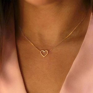 Gold Heart Necklace for Women | Dainty Heart Pendant | Tiny Simple Heart Charm Necklace | Extendable Chain Choker | 18K Gold Jewellery