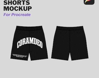 Mesh Shorts, Blank Mockup, Procreate PNG Template, Streetwear Tech Pack