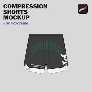 Gym Shorts, Performance Shorts, Blank Mockup, Procreate PNG Template, Streetwear Tech Pack