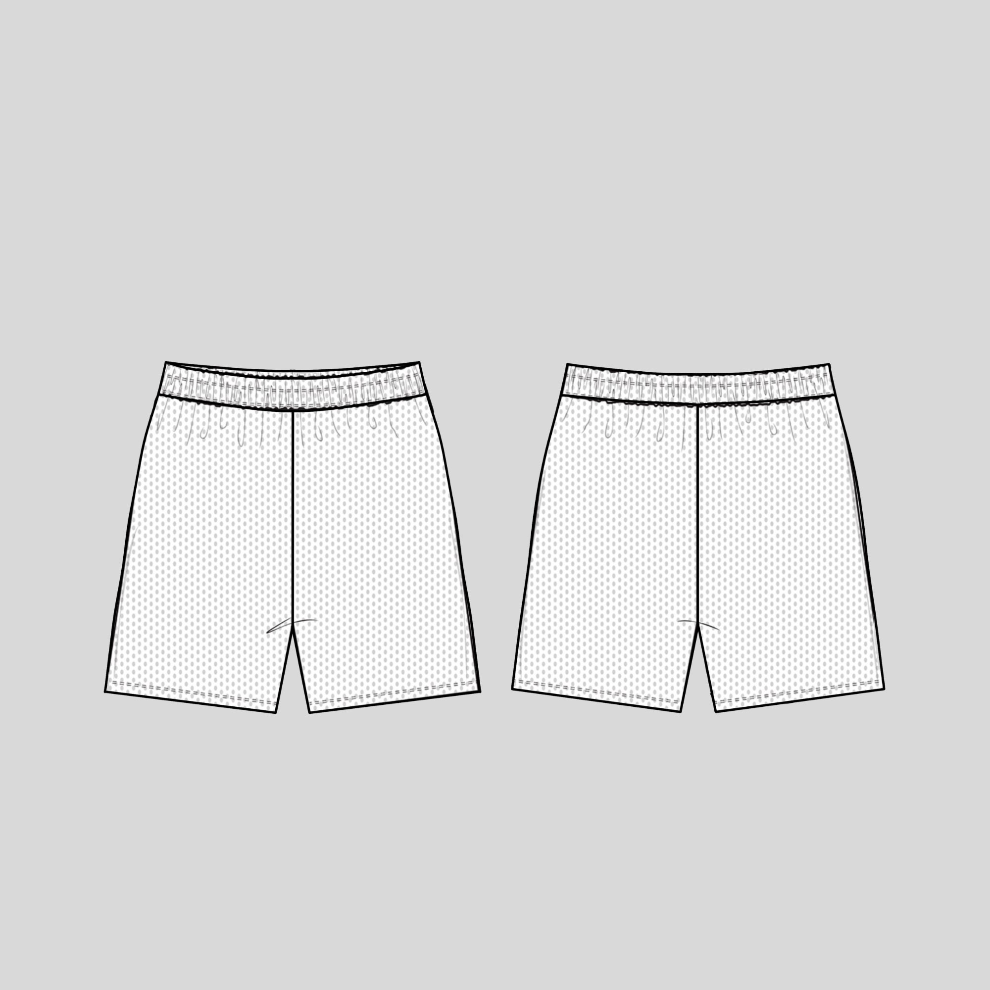 Mesh Shorts, Blank Mockup, Procreate PNG Template, Streetwear Tech Pack ...