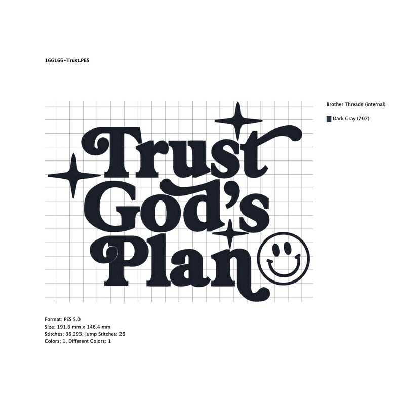 Trust God’s Plan Embroidery Design | Retro Christian Machine Embroidery ...