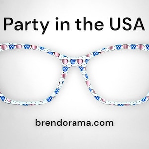 Party in the USA - little cute RW+B glasses - how fun to have toppers with toppers on them!