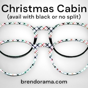 May include: A pair of round glasses with a black and white plaid pattern. The glasses are available with black or no split.