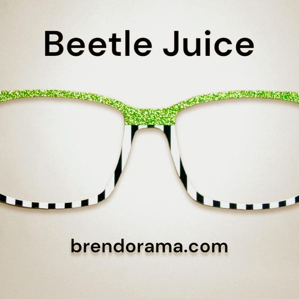 Beetlejuice - lime green glitter over black and white stripes - so fun!!!!