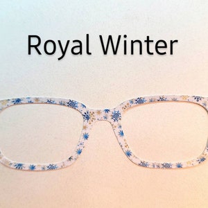 Royal Winter - blue and gold snowflakes over creamy white background