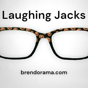 Laughing Jacks - the cutest little giggling pumpkins over a black split