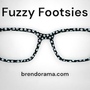 Fuzzy Footsies - black with white footsie paw prints