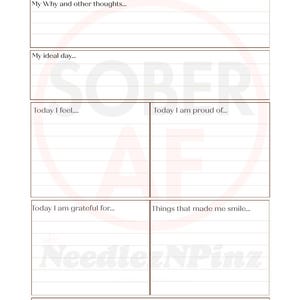 Nüchternheit Notizblock A5. Täglicher Erholungs-Tracker, Sober AF