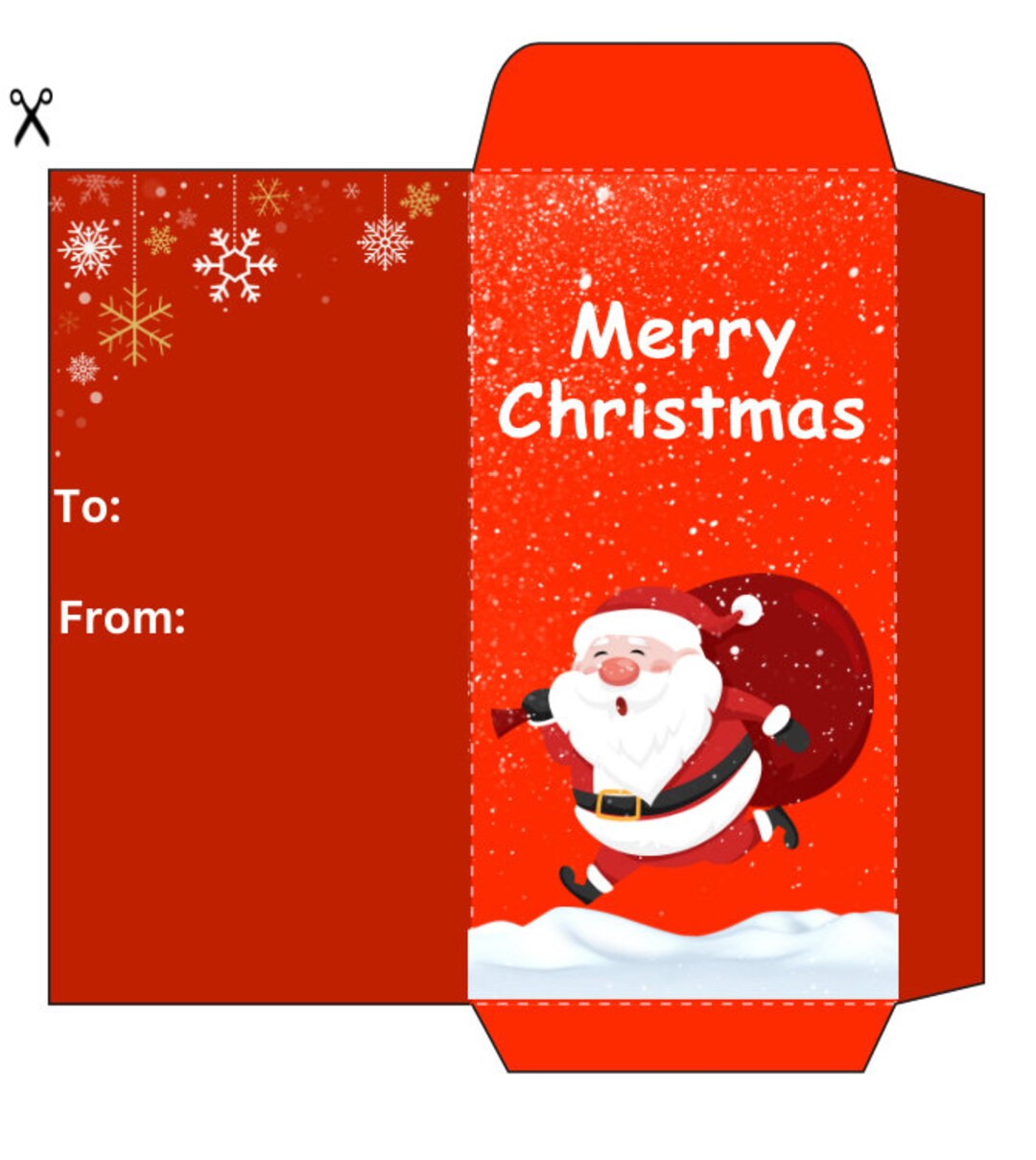 Printable Merry Christmas Money Gift Envelope Etsy