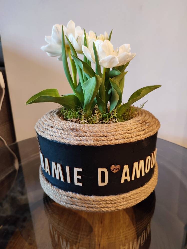 Cache Pot Pour Plante d'intérieur Décoration Artisanale Original Cadeau de Fête Des Mamies Mère Père