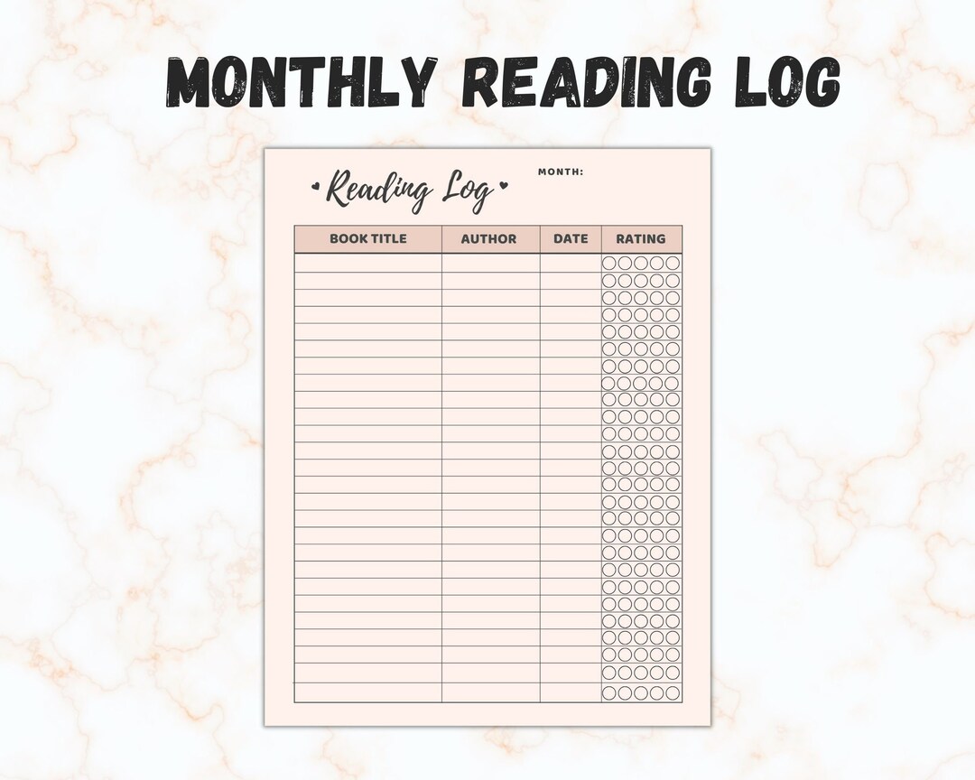 Printable Reading Log, Digital Reading Log, Digital Reading Tracker
