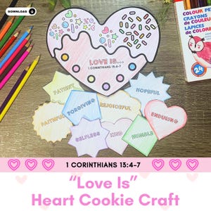 Versetto della Bibbia Cristiana Cuore Biscotti Artigianali Lezione della Bibbia 1 Corinzi 13 L'amore è paziente Gentile Scuola Domenicale Istruzione a casa Bambini Attività della Chiesa