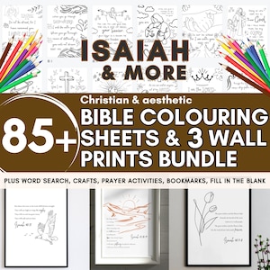 85+ Bible Colouring Pages and Wall Art Set of 3, Bundle Printable Bible Verse Isaiah 43:18-19 Isaiah 40 31, Isaiah 40 7-8 Bible Verse Art