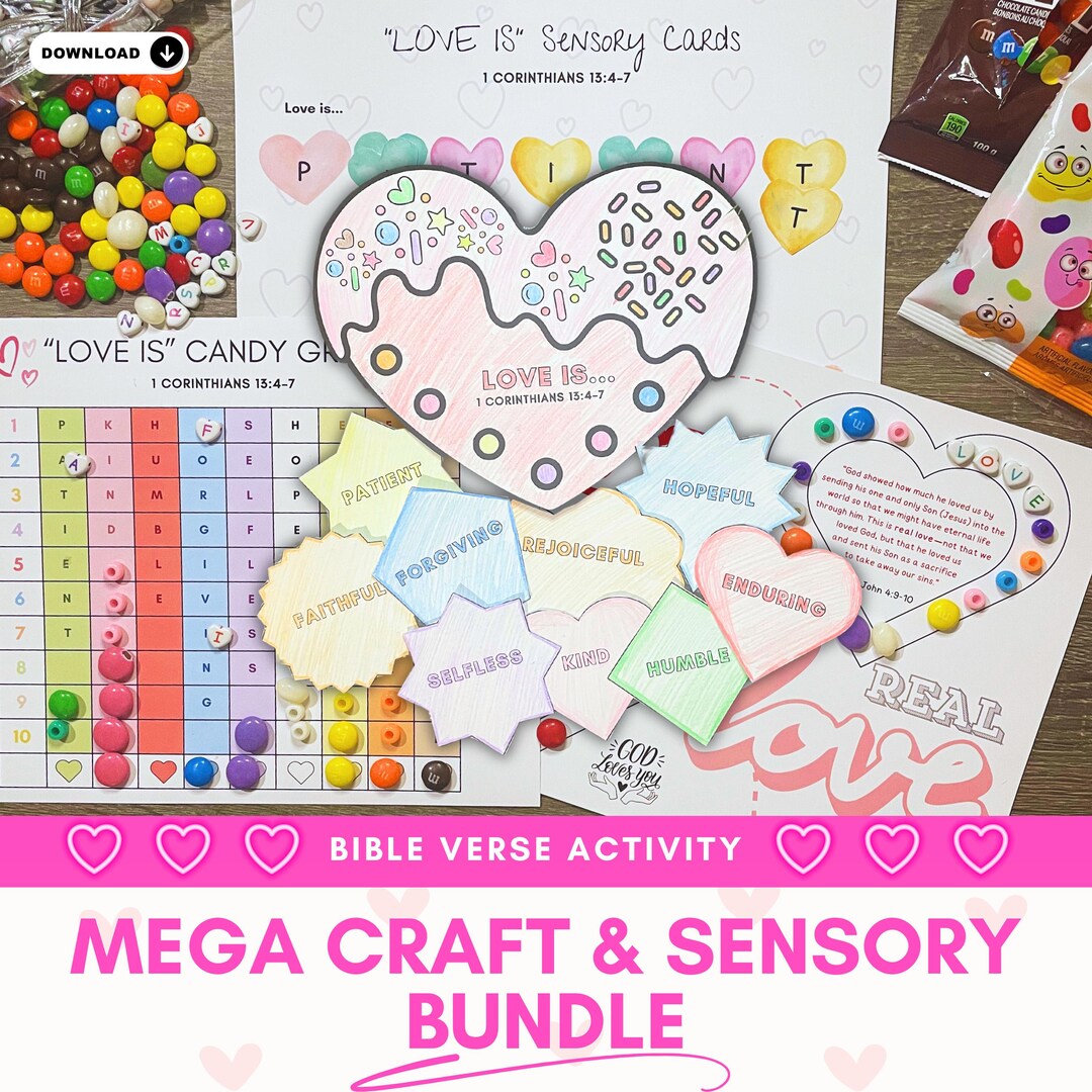 Love is Heart Craft Sensory Bundle Christian Valentines 1 Corinthians ...