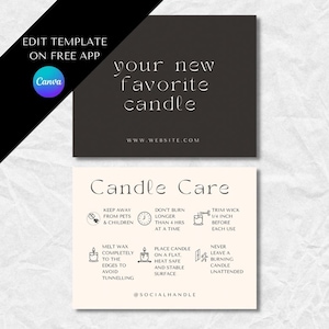 Editable Candle Care Card Template | Customizable Candle Care Instructions | Printable Candle Care Card | Minimalist Care Instructions