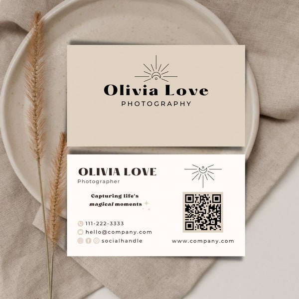 Editable Boho Business Card Template | Customizable Business Card | Printable Business Card | Boho Branding | DIY Printable Business Card