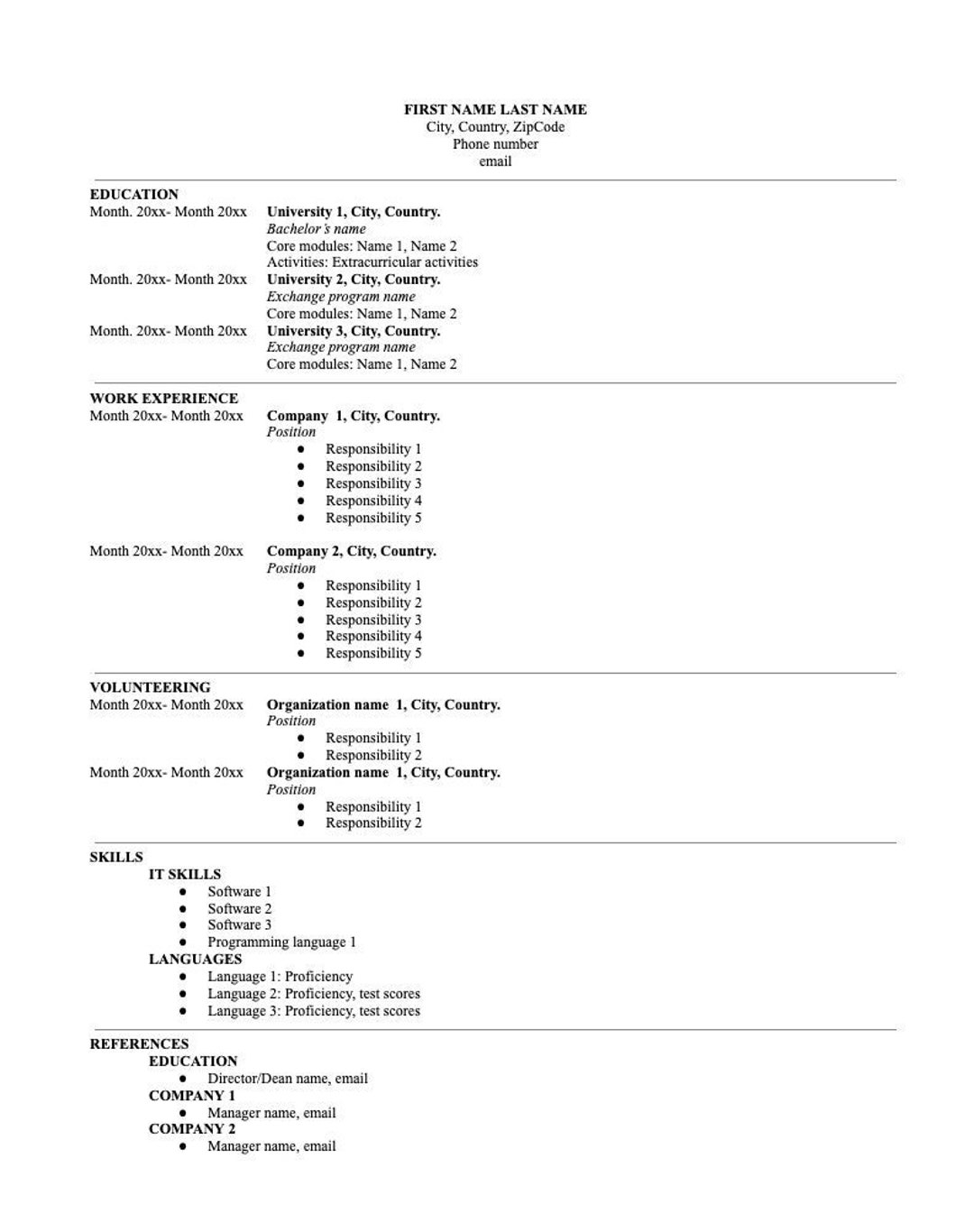 Resume/cv Templates Sweden Etsy