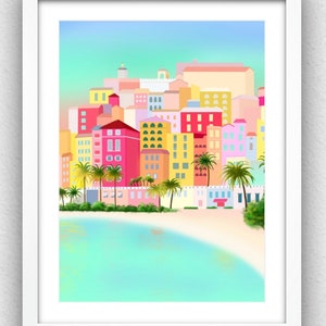Französische Riviera Südfrankreich Cote D&#39;Azur Farbenfroher Kunstdruck