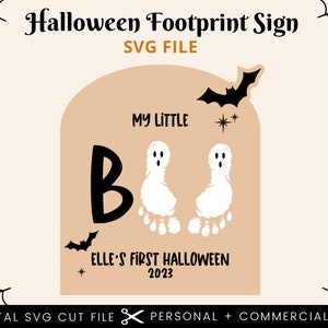 My Little Boo Baby's First Halloween DIY Footprint Sign SVG File | Halloween SVG Files | Glowforge Halloween Cut File | Halloween Cut File