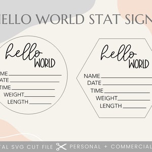 Hallo Welt Baby Zeichen SVG | Baby Stat Name Zeichen SVG PNG Glowforge | Baby Cricut Silhouette Schnittdatei | Digitale Datei Baby Meilensteine